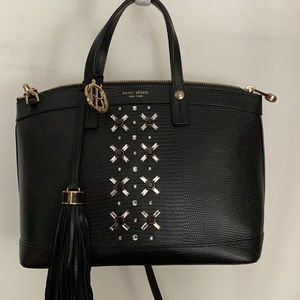 Henri Bendel black satchel with rhinestones